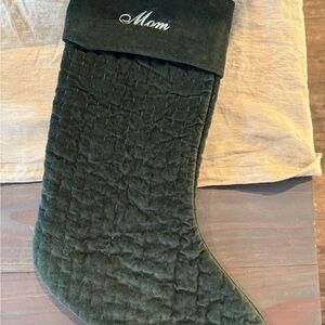 Pottery Barn Quilted Velvet Stocking - Dark Green
